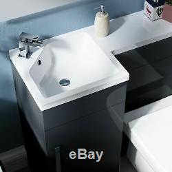 Bathroom 900 mm Grey LH Basin Sink Vanity Unit WC Back To Wall Toilet Debra