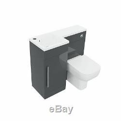 Bathroom 900 mm Grey LH Basin Sink Vanity Unit WC Back To Wall Toilet Lovane