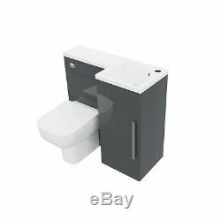 Bathroom 900 mm Grey RH Basin Sink Vanity Unit WC Back To Wall Toilet Lovane