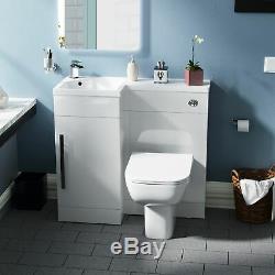 Bathroom 900 mm White LH Basin Sink Vanity Unit WC Back To Wall Toilet Debra