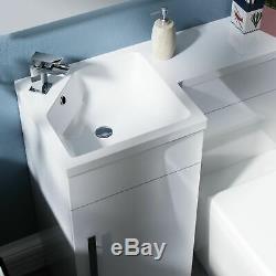 Bathroom 900 mm White LH Basin Sink Vanity Unit WC Back To Wall Toilet Debra