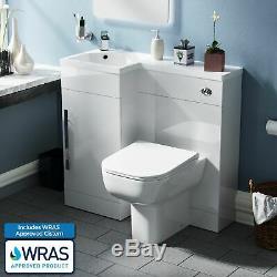 Bathroom 900 mm White LH Basin Sink Vanity Unit WC Back To Wall Toilet Lovane