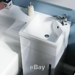 Bathroom 900 mm White RH Basin Sink Vanity Unit WC Back To Wall Toilet Debra
