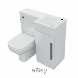 Bathroom 900 mm White RH Basin Sink Vanity Unit WC Back To Wall Toilet Lovane