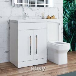 Bathroom Back to Wall Toilet Close Coupled White Vanity Unit Cabinet Basin Sink