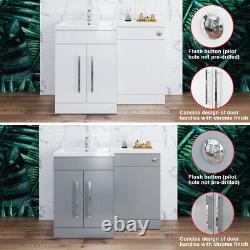 Bathroom Back to Wall Toilet Close Coupled White Vanity Unit Cabinet Basin Sink