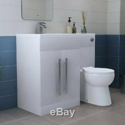 Bathroom Basin Sink Vanity Unit Back to Wall Toilet Suite Tall Cabinet Furniture