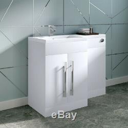 Bathroom Basin Sink Vanity Unit Back to Wall Toilet Suite Tall Cabinet Furniture