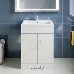 Bathroom Basin Sink Vanity Unit White Basin Storage Furniture 455/560/600/655mm