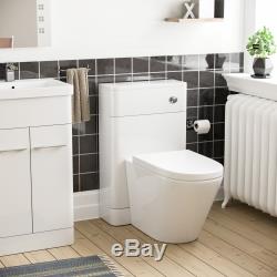 Bathroom Basin Sink White Vanity Cabinet Unit and Back to Wall WC Toilet Torex