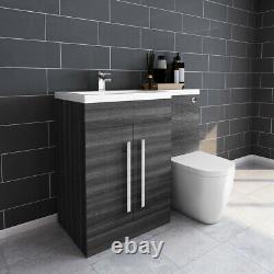 Bathroom Basin Vanity Unit Toilet Combined Furniture Tall Cabinet Storage Grey