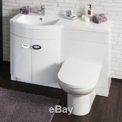 Bathroom Cabinet Back To Wall Toilet Basin Sink Suite Combi Vanity Unit EMP20006