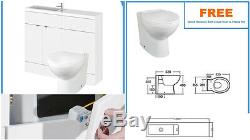 Bathroom Cabinet Back To Wall Toilet Basin Sink Suite Combi Vanity Unit White 11