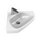 Bathroom Corner Sink Ceramic Wall Mount Predrilled Holes Back-overflow White