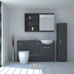 Bathroom Fitted Furniture Vanity with Mirror and Cabinet Unit in Grey & Silver