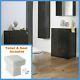 Bathroom Furniture Black Ash Vanity Unit Cabinet Basin Back To Wall Wc Unit