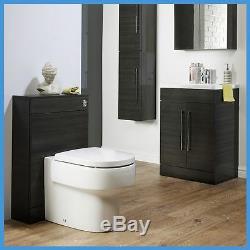Bathroom Furniture Black Ash Vanity Unit Cabinet Basin Back To Wall WC Unit