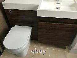 Bathroom Furniture Dark Walnut finish inline Basin and WC Combo Unit