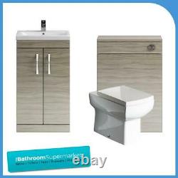 Bathroom Furniture Driftwood Vanity Unit Cabinet Toilet Basin BTW Toilet WC Unit