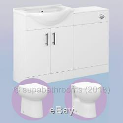 Bathroom Furniture Suite Vanity Unit White Basin Sink WC Toilet Back to Wall BTW