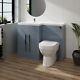 Bathroom L-shape Gloss Grey Left Hand Rh Vanity Unit Furniture Basin Btw Toilet