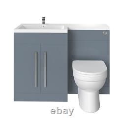 Bathroom L-Shape Gloss Grey Left Hand RH Vanity Unit Furniture Basin BTW Toilet