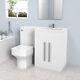 Bathroom L-shape Right Hand Gloss White Vanity Unit Furniture Basin & Btw Toilet