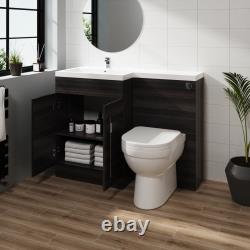 Bathroom LH 1100mm Charcoal Furniture L Shape Vanity Unit Basin Sink TW Toilet