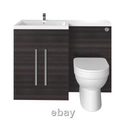 Bathroom LH 1100mm Charcoal Furniture L Shape Vanity Unit Basin Sink TW Toilet