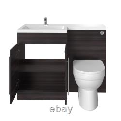 Bathroom LH 1100mm Charcoal Furniture L Shape Vanity Unit Basin Sink TW Toilet