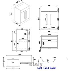 Bathroom LH 1100mm Charcoal Furniture L Shape Vanity Unit Basin Sink TW Toilet