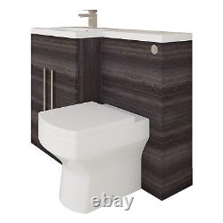Bathroom LH 1100mm L Shape Vanity Unit Basin Sink Charcoal Furniture BTW Toilet