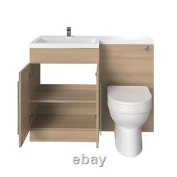Bathroom Oak 1100mm LH L Shape Combination Suite Vanity Unit& Basin& BTW Toilet