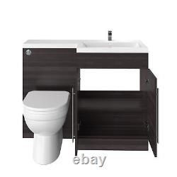 Bathroom RH 1100mm Charcoal Furniture L Shape Vanity Unit Basin Sink BTW Toilet