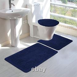 Bathroom Rugs Sets 3 Piece with Toilet Cover, Non Slip and U-Shaped Contour Toil