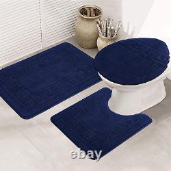 Bathroom Rugs Sets 3 Piece with Toilet Cover, Non Slip and U-Shaped Contour Toil