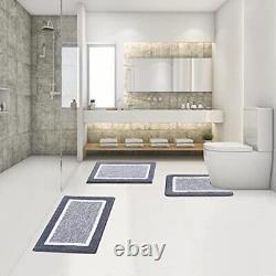 Bathroom Rugs Sets 3 Piece with U 18x26 + 20x32 + U Shape 20x24 Dark Grey
