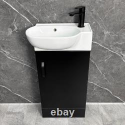 Bathroom Set Cloakroom Black Vanity Unit Black Handle and Open Back Toilet