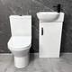 Bathroom Set Cloakroom White Vanity Unit Black Handle And Open Back Toilet