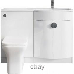 Bathroom Space P Shaped Vanity Unit LEFT HAND & Back To Wall Unit Set WHITE