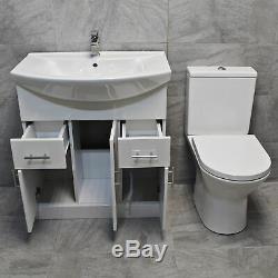 Bathroom Storage Vanity Sink Basin Unit + Rimless Toilet Suite 550 650 750 850mm