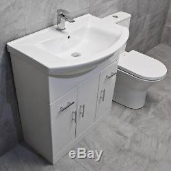 Bathroom Storage Vanity Sink Basin Unit + Rimless Toilet Suite 550 650 750 850mm