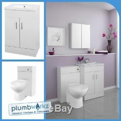Bathroom Suite Basin Vanity Unit Cabinet Furniture Back To Wall Toilet WC Unit