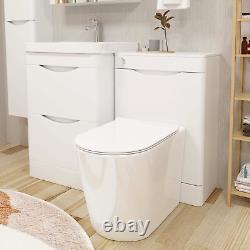 Bathroom Suite Combined Furniture Vanity Unit & WC Unit & Toilet Pan Gloss White