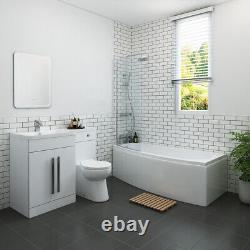 Bathroom Suite Left Hand Shower Bath Left Hand Basin Vanity Toilet Furniture