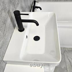 Bathroom Suite with Black Taps White Vanity Unit 1050mm with Bath Modern Ross