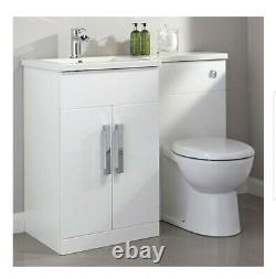 Bathroom Vanity Basin Sink with Back to Wall Toilet Soft Close Seat