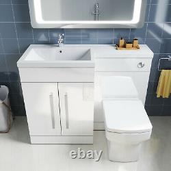 Bathroom Vanity Basin Sink with Toilet Back to Wall Soft Close Seat Free Cistern