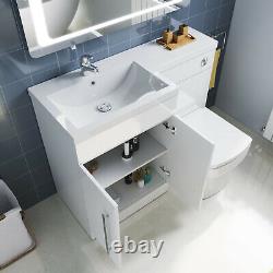 Bathroom Vanity Basin Sink with Toilet Back to Wall Soft Close Seat Free Cistern