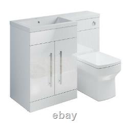 Bathroom Vanity Basin Sink with Toilet Back to Wall Soft Close Seat Free Cistern